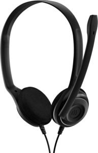 EPOS PC 8 USB A On-Ear Stereo Wired Headset with Microphone, Wired Headphones, Inline Volume Control, Mute Function, Noise-Canceling Microphone, for Laptop, PC, Mac – Online Calls, Teaching