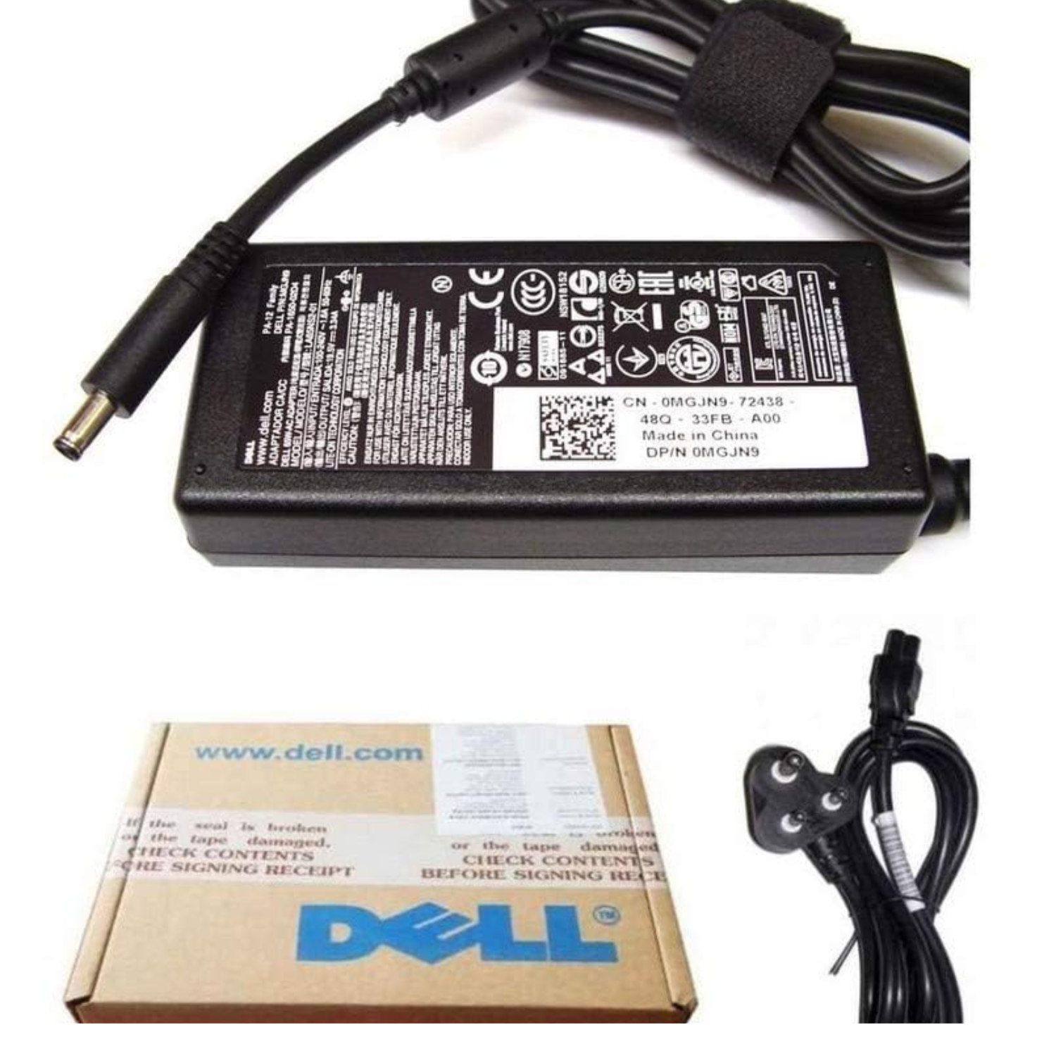 Dell Original 65W 19.5v 4.5mm Pin Laptop AC Adapter-Black (with 3 Pin Power Cord)